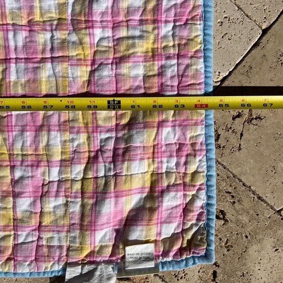 POTTERY BARN KIDS Pastel Madras Twin Bed Quilt Patchwork Pink Blue Yellow Green - Picture 8 of 13